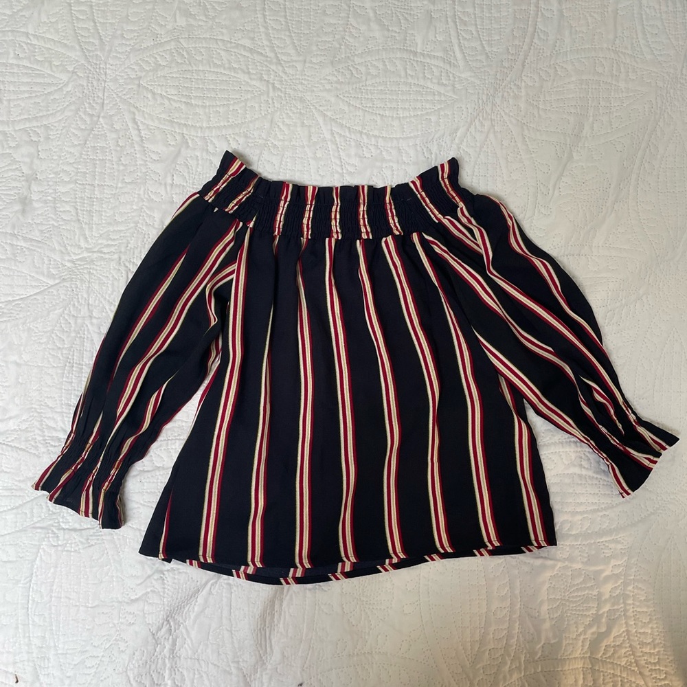 Off shoulder stripped top